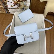 Fortok Hermes Constance Slim Epsom Bag Light Blue with Inner Zipped Pouch Gold/Silver Hardware 12.5x10.5x2.5cm - 1