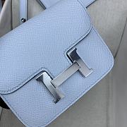 Fortok Hermes Constance Slim Epsom Bag Light Blue with Inner Zipped Pouch Gold/Silver Hardware 12.5x10.5x2.5cm - 6