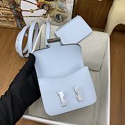 Fortok Hermes Constance Slim Epsom Bag Light Blue with Inner Zipped Pouch Gold/Silver Hardware 12.5x10.5x2.5cm - 2