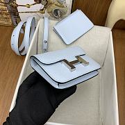 Fortok Hermes Constance Slim Epsom Bag Light Blue with Inner Zipped Pouch Gold/Silver Hardware 12.5x10.5x2.5cm - 3