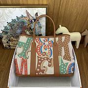 Fortok Hermes Garden Party Painted Canvas and Leather Brown 36cm - 1