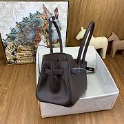 Fortok Hermes Birkin Shoulder Bag Dark Brown Swift Leather 29cm With Silver Buckle - 6