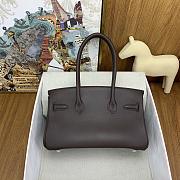 Fortok Hermes Birkin Shoulder Bag Dark Brown Swift Leather 29cm With Silver Buckle - 5