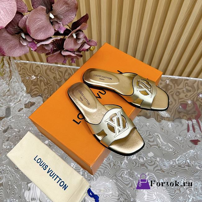 Fortok Louis Vuitton Isola Flat Mules Gold - 1