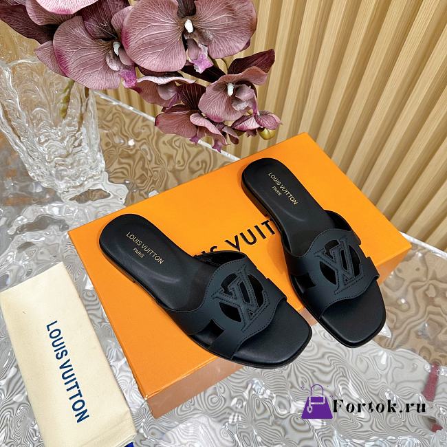 Fortok Louis Vuitton Isola Flat Mules Black - 1
