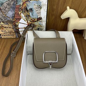 Fortok Hermes Della Cavalleria Mini Epsom 18 Gray Bag Silver Buckle