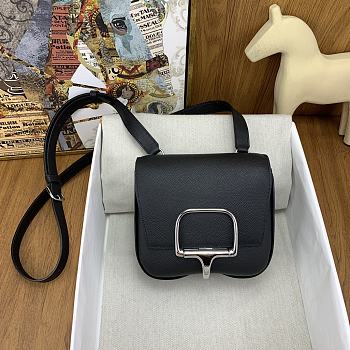 Fortok Hermes Della Cavalleria Mini Epsom 18 Black Bag Silver/Gold Buckle