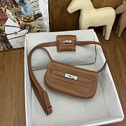 Fortok Hermes Kelly Moove Shoulder Bag in Brown Caban Swift Leather With Gold/Silver Hardware 19×12×6cm - 2