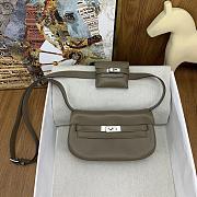 Fortok Hermes Kelly Moove Shoulder Bag in Grey Caban Swift Leather With Gold/Silver Hardware 19×12×6cm - 1