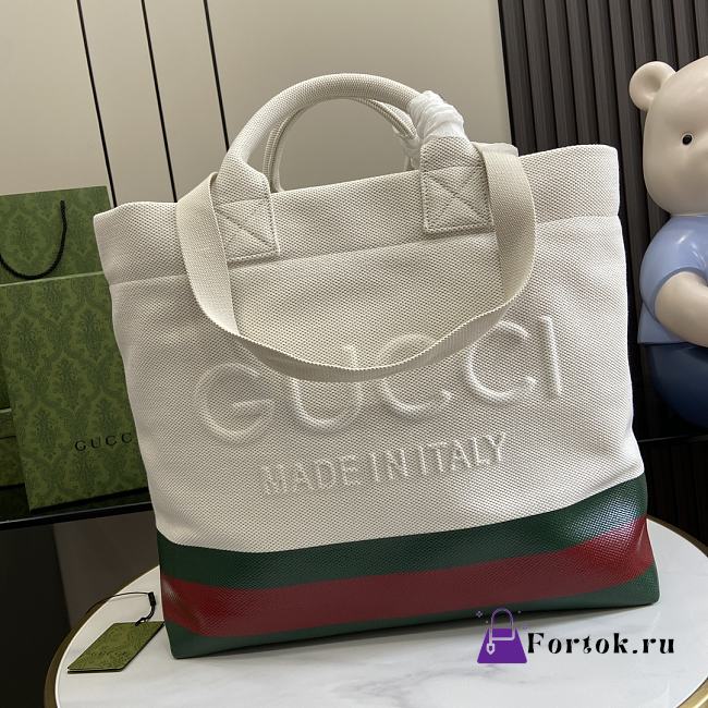 Fortok Gucci Logo Canvas Tote Bag 40x38x17cm - 1