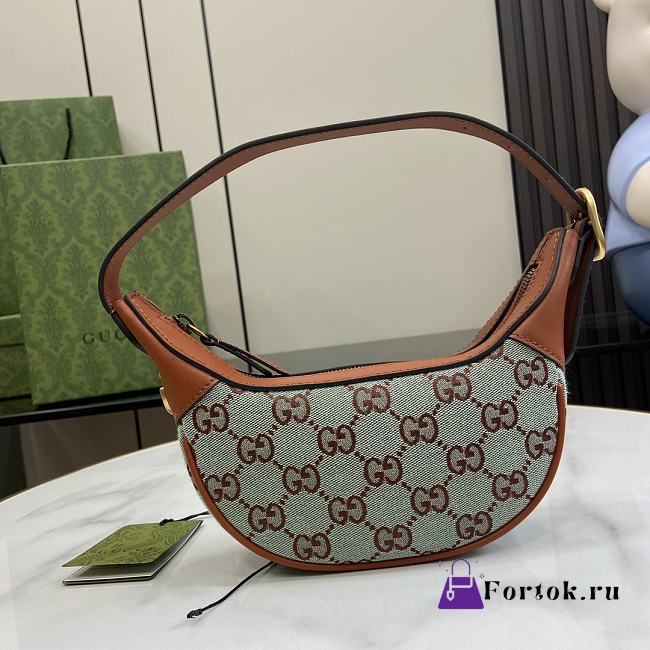 Fortok Gucci Ophidia Super Mini Shoulder Bag Pale Blue and Brown GG Canvas 783124 15x20x5cm - 1