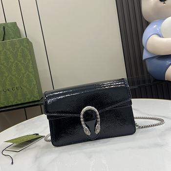 Fortok Gucci Dionysus Super Mini Bag Black Patent Leather 795368 17.5x11x6.5cm