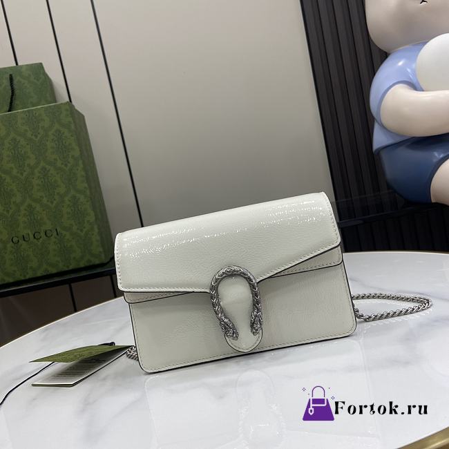 Fortok Gucci Dionysus Super Mini Bag White Patent Leather 795368 17.5x11x6.5cm - 1