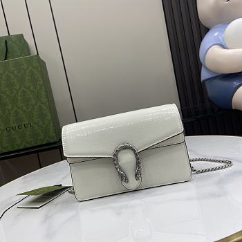 Fortok Gucci Dionysus Super Mini Bag White Patent Leather 795368 17.5x11x6.5cm