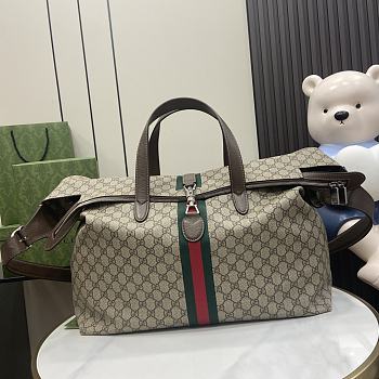 Fortok Gucci Jackie 1961 Large Duffle Bag Beige and ebony GG Supreme Tender 45x45x21cm