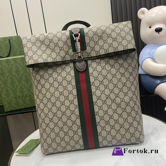 Fortok Gucci Jackie 1961 GG Backpack Beige and Ebony GG Supreme Canvas 52.5x33x18cm - 1