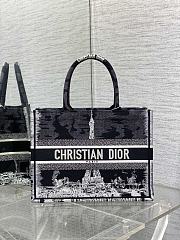 Fortok Dior Book Tote Eiffel Tower Embroidery Black 36x18x28cm - 1