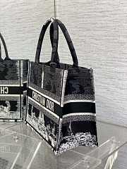 Fortok Dior Book Tote Eiffel Tower Embroidery Black 36x18x28cm - 6