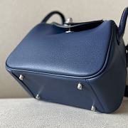 Fortok Hermes Lindy Mini Shoulder Bag Blue Crocodile And Swift Leather Gold/Silver Buckle LD1906400 19x12.5x9cm - 5