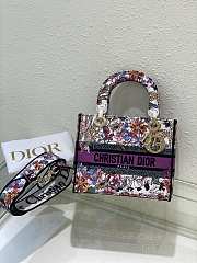 Fortok Dior Lady D-Lite white multi-color Dior 4 Saisons Hiver Pattern Embroidery Bag 24x20x11cm - 1