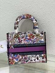 Fortok Dior Lady D-Lite white multi-color Dior 4 Saisons Hiver Pattern Embroidery Bag 24x20x11cm - 6