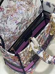 Fortok Dior Lady D-Lite white multi-color Dior 4 Saisons Hiver Pattern Embroidery Bag 24x20x11cm - 4