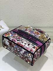Fortok Dior Lady D-Lite white multi-color Dior 4 Saisons Hiver Pattern Embroidery Bag 24x20x11cm - 2