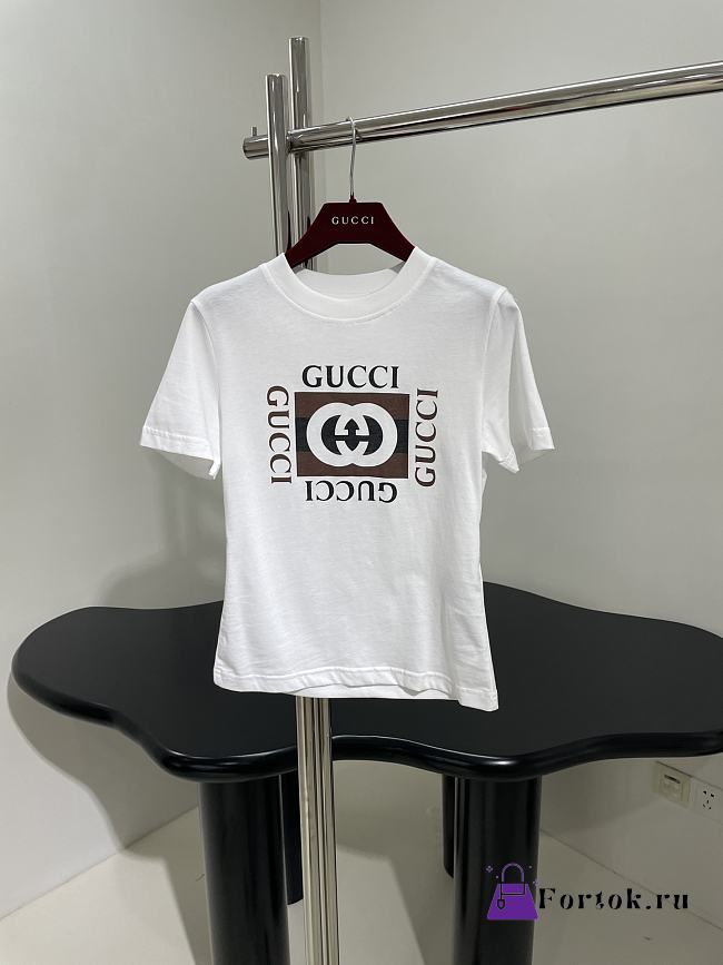 Fortok Gucci 24 Printed Cotton T-shirt in White - 1