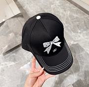 Fortok Chanel Bow Printed Baseball Cap Black/White/Pink - 4