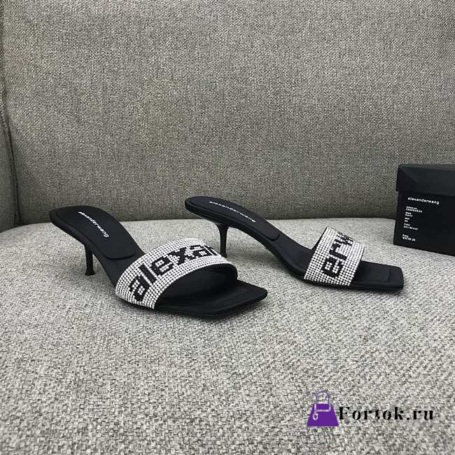 Fortok Alexander Wang Square Head Diamond Slippers - 1