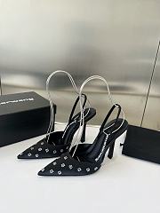 Fortok Alexander Wand Delphine Crystal-embellished Black Slingback Pumps in Satin - 5