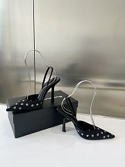 Fortok Alexander Wand Delphine Crystal-embellished Black Slingback Pumps in Satin - 6