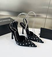 Fortok Alexander Wand Delphine Crystal-embellished Black Slingback Pumps in Satin - 1