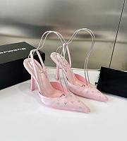 Fortok Alexander Wand Delphine Crystal-embellished Pink Slingback Pumps in Satin - 1
