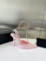 Fortok Alexander Wand Delphine Crystal-embellished Pink Slingback Pumps in Satin - 2