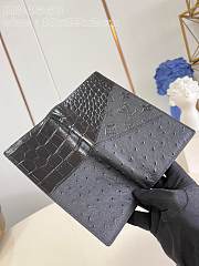 Fortok Louis Vuitton Brazza Wallet Black Crocodile Skin Ostrich Leather M84668 10x19x2cm - 5
