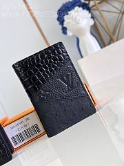 Fortok Louis Vuitton Pocket Organizer Black Crocodile Skin Ostrich Leather M84690 7.5x11x1cm - 1