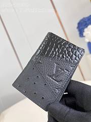 Fortok Louis Vuitton Pocket Organizer Black Crocodile Skin Ostrich Leather M84690 7.5x11x1cm - 3