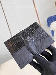 Fortok Louis Vuitton Pocket Organizer Black Crocodile Skin Ostrich Leather M84690 7.5x11x1cm - 2