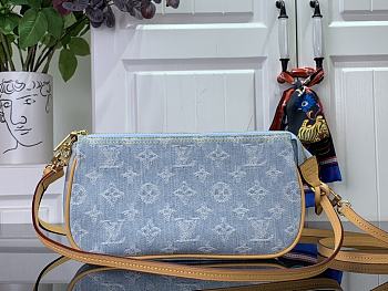 Fortok Louis Vuitton Pochette Accessories Bag Sky Blue Denim M82962 22.5x4x12.5cm