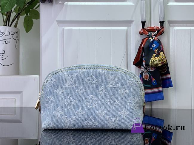 Fortok Louis Vuitton Pochette Cosmetic Bag Sky Blue Denim M83616 19x12x6cm - 1