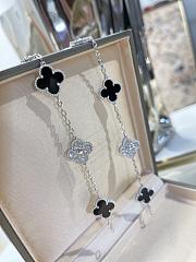 Fortok Van Cleef & Arpels Vintage Alhambra Bracelet, 5 Motifs Silver & Black - 6