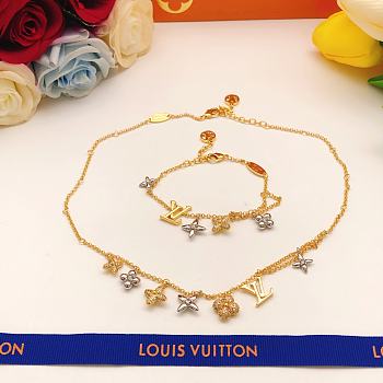 Fortok Louis Vuitton Flower Bracelet and Necklack Set LSL0032 