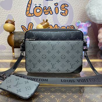 Fortok Louis Vuitton Trio Messenger Black Monogram Eclipse Canvas & Monogram Eclipse Reverse M69443 25x18.5x7cm 