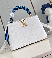 Fortok Louis Vuitton Capucines BB Bag White and Sailing Style Scarf M48865 27x18x9cm - 1