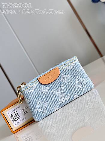 Fortok Louis Vuitton Key Pouch Light Blue Denim M82961 12x7x1.5cm