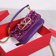 Fortok Valentino Garavani Loco Glitter Bag Purple 19x10.5x5cm - 3