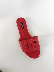 Fortok Dolce & Gabbana Red Leather Cut Out Flat Slides - 2