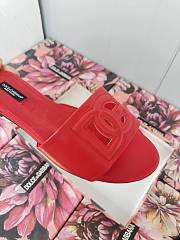 Fortok Dolce & Gabbana Red Leather Cut Out Flat Slides - 3