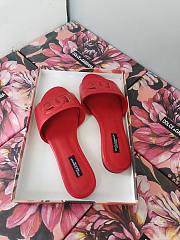 Fortok Dolce & Gabbana Red Leather Cut Out Flat Slides - 4